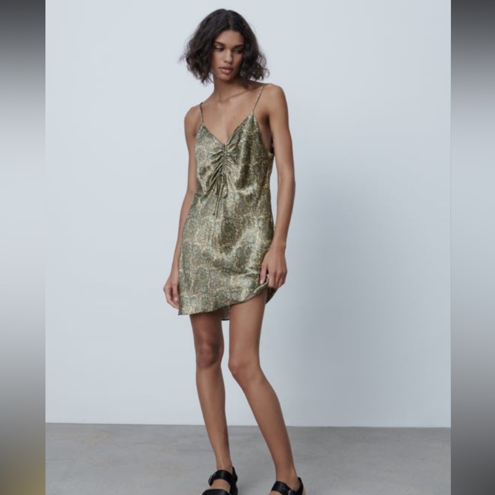 Zara Satin Effect Print Dress